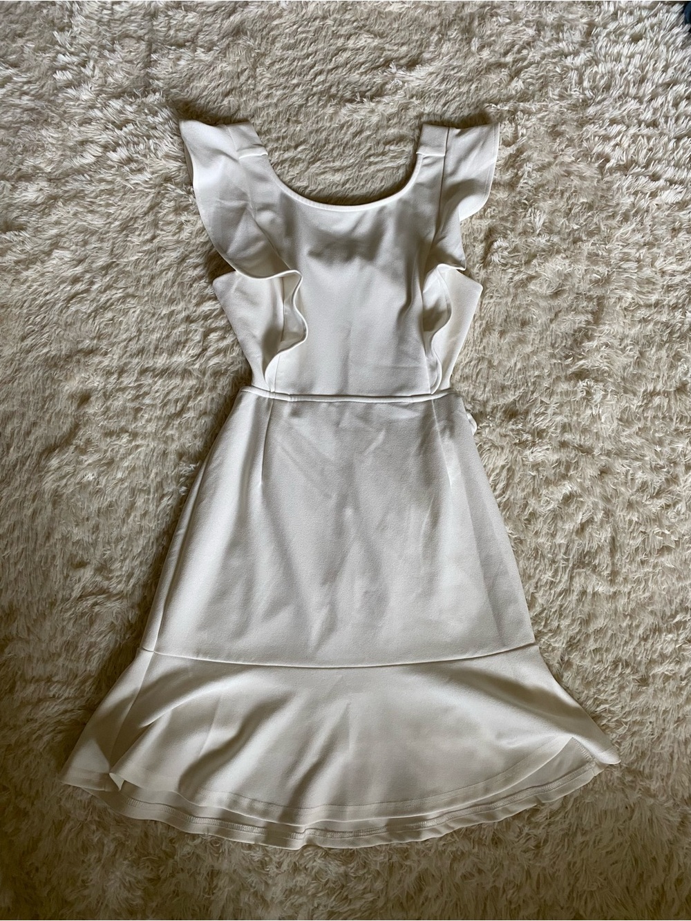 Women’s White Ruffle Fit-and-Flare Dress